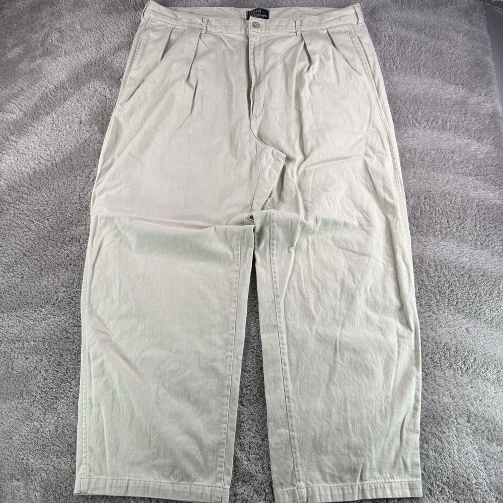 Polo Ralph Lauren Vintage Mens 38x29 High Rise Pleated Chino Pants USA Cotton